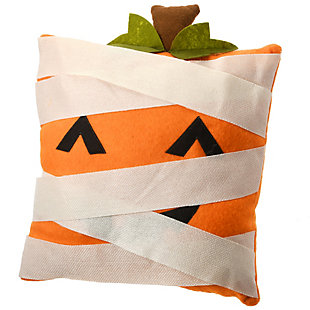 12" Pumpkin Mummy Pillow with Ghost Sound Effect, , large