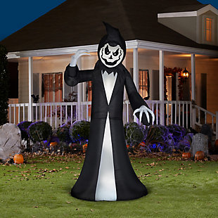 National Tree Company 9.5 ft. Inflatable Animated Reaper with White Lights, , rollover