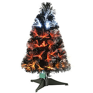 National Tree Company 2 ft. Black Fiber Optic Tree with Candy Corn Color Lights (8 Functions), , large