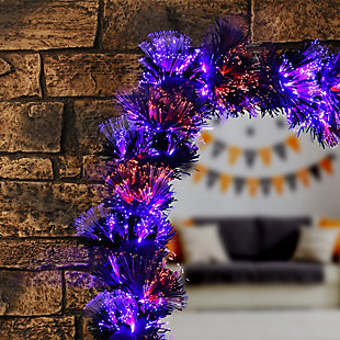 National Tree Company 9 ft. Black Fiber Optic Garland with Purple and Orange Lights, , rollover