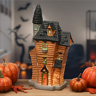 National Tree Company 12" Haunted House with Tower and LED Light, Battery Operated, , rollover
