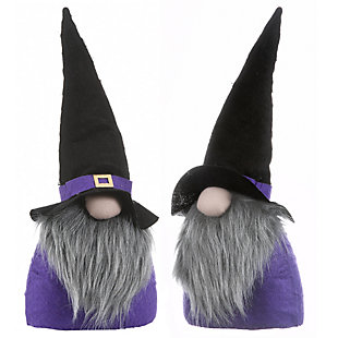 12" Halloween Purple Gnome Pair in Black Hats, , large