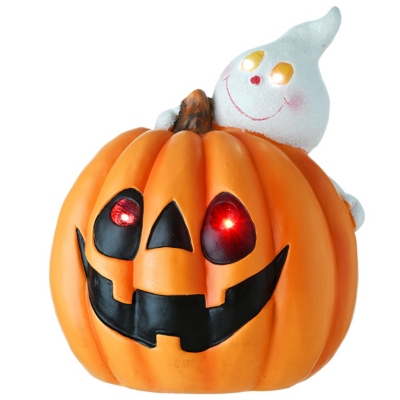 National Tree Company 12" Happy Pumpkin and Ghost with LED Light , Battery Operated, , large