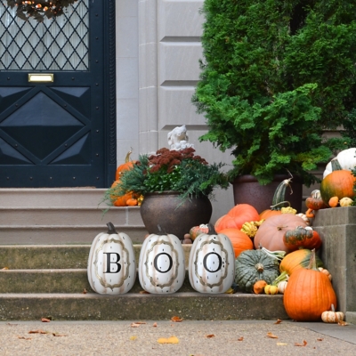National Tree Company 13" BOO Pumpkin Assortment (Set of 3), , rollover