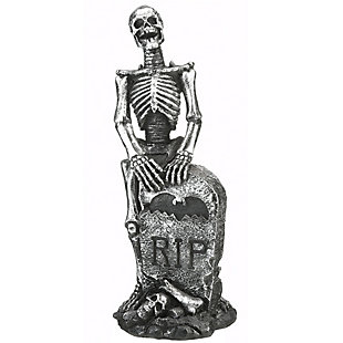 National Tree Company 20" Polyresin Silver Skeleton and Gravestone, , large