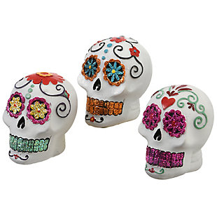 3" Polyresin Day of the Dead Skull Assortment, , large