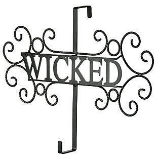 18" Black Halloween "Wicked" Wreath Hanger, , large