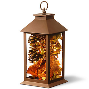 12" Decorative Autumn Lantern with LED Lights, , large