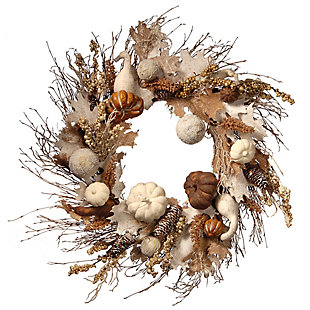 28" Harvest Wreath White Accents, , large