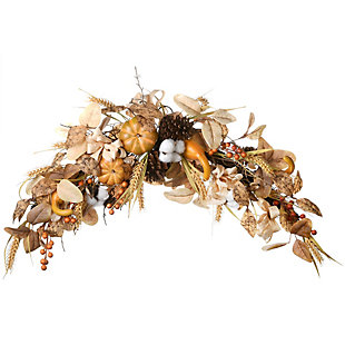 36" Autumn Pine Nut Swag with Pinecones, , large