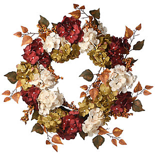 National Tree Company 24" Autumn Harvest Wreath with Hydrangeas and Berries, , large