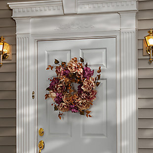 National Tree Company 24" Autumn Wreath with Peonies, Hydrangeas and Berries, , rollover