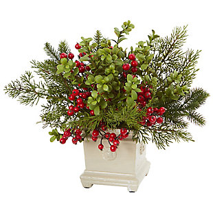 12" Holiday Berry and Pine Artificial Arrangement, , rollover