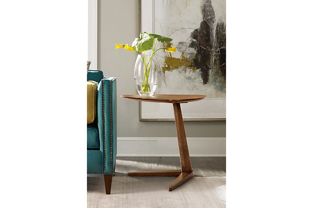 The Bianka tea table is a unique design that offers the utmost quality for you and your home. Place a hot cup of coffee, your favorite book or even an ornamental or decorative accent - this table can suit all of your needs. This tea table stands on top of a long neck and a supportive v-shaped table base - this design was made to wow. The rich wood grain will add a striking element to your home and living area.Made of wood | Long neck and v-shaped base | Simple to clean and easy to maintain; wipe clean | Assembly required
