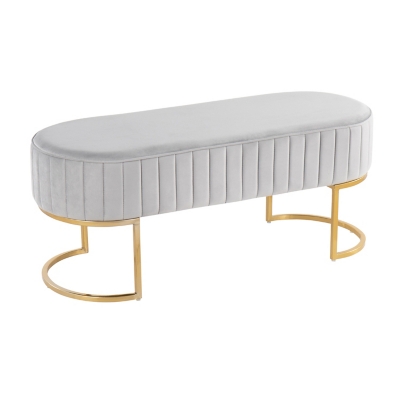 LumiSource Demi Pleated Bench, Silver/Gold, large