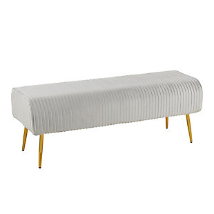 LumiSource Marla Pleated Bench, Silver/Gold, large