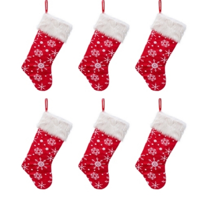 Christmas Snowflake Stocking (set Of 6), Red