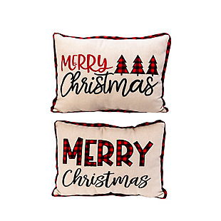 Christmas Fabric Embroidered Merry Christmas Pillow (set Of 2), , rollover