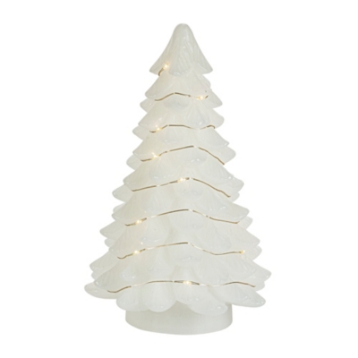 Christmas White Tree With Warm White Led Lights (set Of 2), Metallic