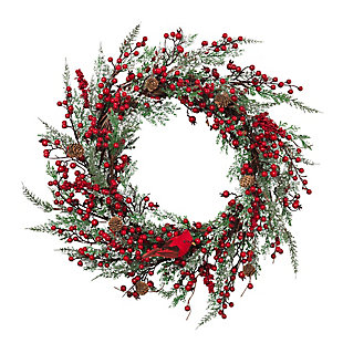 Christmas Wreath with Berries and Pine Cones, , large