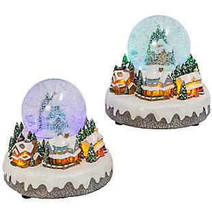 Christmas Musical Spinning Water Globe With Village Scene (set Of 2), , large