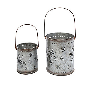 Christmas Nesting Metal Galvanized Snowflake Luminaries (set Of 2), , rollover