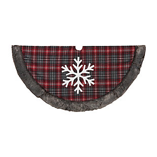 Christmas 48" Buffalo Plaid Tree Skirt With Snowflake, , large
