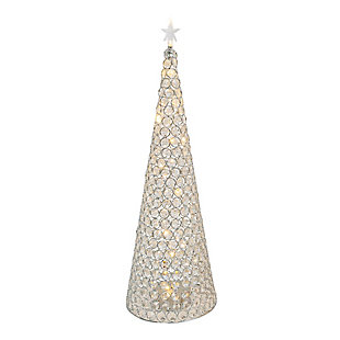 Christmas 23.8" Lighted Jeweled Silver Cone Tree, , rollover