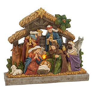 Christmas Battery Operated Nativity Stable With Figurines, , large