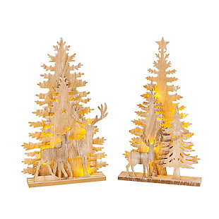 Christmas Battery Operated Trees And Reindeer (set Of 2), , rollover