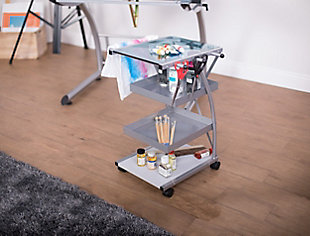 Studio Designs Triflex Mobile 4-Shelf Organizer Cart, Silver/Blue, rollover