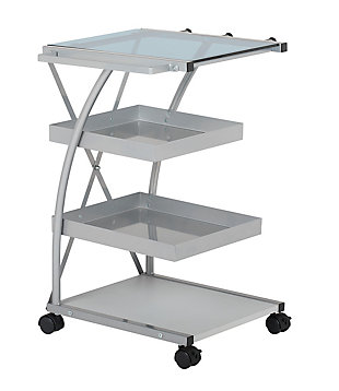 Studio Designs Triflex Mobile 4-Shelf Organizer Cart, Silver/Blue, large