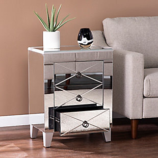 Southern Enterprises Premm Mirrored End Table with Drawers, , rollover