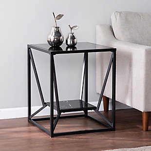 Southern Enterprises Rafferdy Square Glass-Top End Table, , rollover