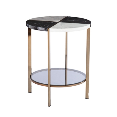 Southern Enterprises Marshall Round Faux Marble End Table, , large