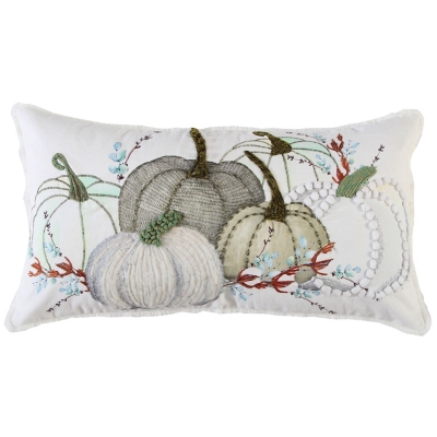 Rizzy Home Fall Multi Colored Pumpkin Lumbar Pillow, Gray