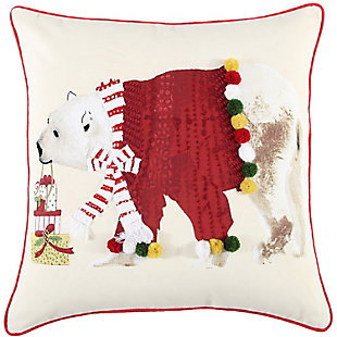 Rizzy Home Christmas Polar Bear Pillow, , rollover