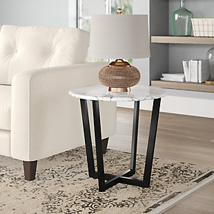 Euro Style Llona 24" Round Side Table, White/Black, rollover