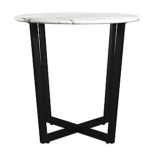 Euro Style Llona 24" Round Side Table, White/Black, large
