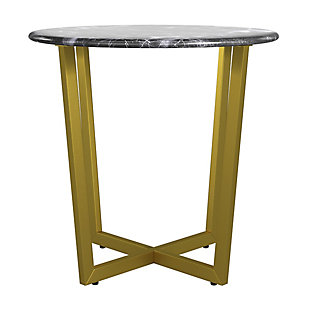 Euro Style Llona 24" Round Side Table, Black/Gold, large