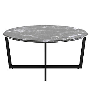 Euro Style Llona 36" Round Coffee Table, Black, large