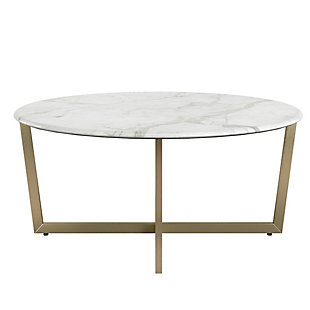Euro Style Llona 36" Round Coffee Table, White, large