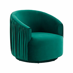 TOV Furniture London Forest Green Pleated Swivel Chair, Forest Green, large