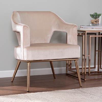 Southern Enterprises Furniture Roma Accent Chair, Taupe/Champagne