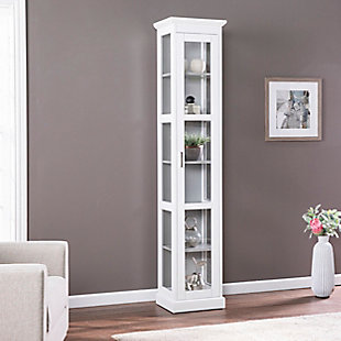 Southern Enterprises Donnie Tall Curio Cabinet, White/Cool Gray, rollover