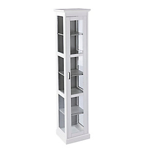 Southern Enterprises Donnie Tall Curio Cabinet, White/Cool Gray, large