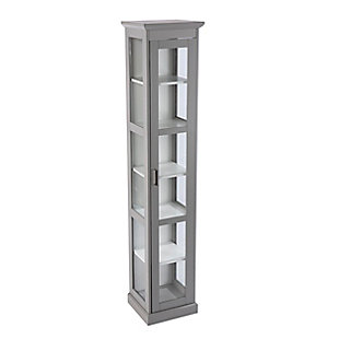 Southern Enterprises Donnie Tall Curio Cabinet, Cool Gray/White, large