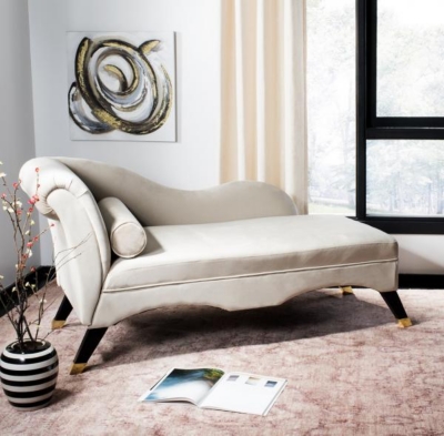 Safavieh Caiden Chaise with Pillow, Tan