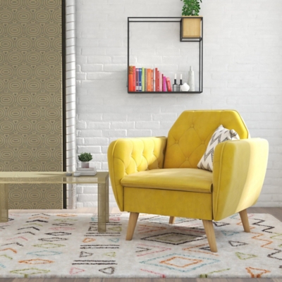 Novogratz Teresa Memory Foam Accent Chair, Mustard, rollover