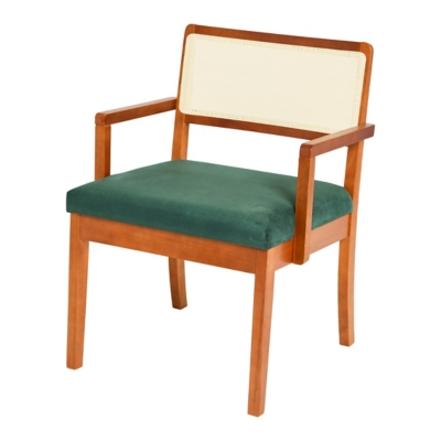 Creative Co-op Crawford Arm Chair With Cane Back, Dark Green, rollover